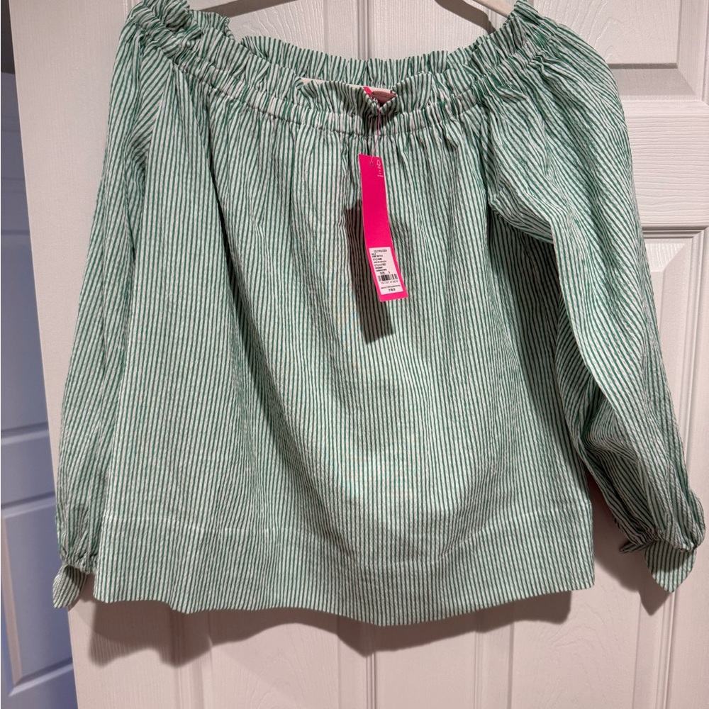 Lilly Pulitzer Green Striped Blouse